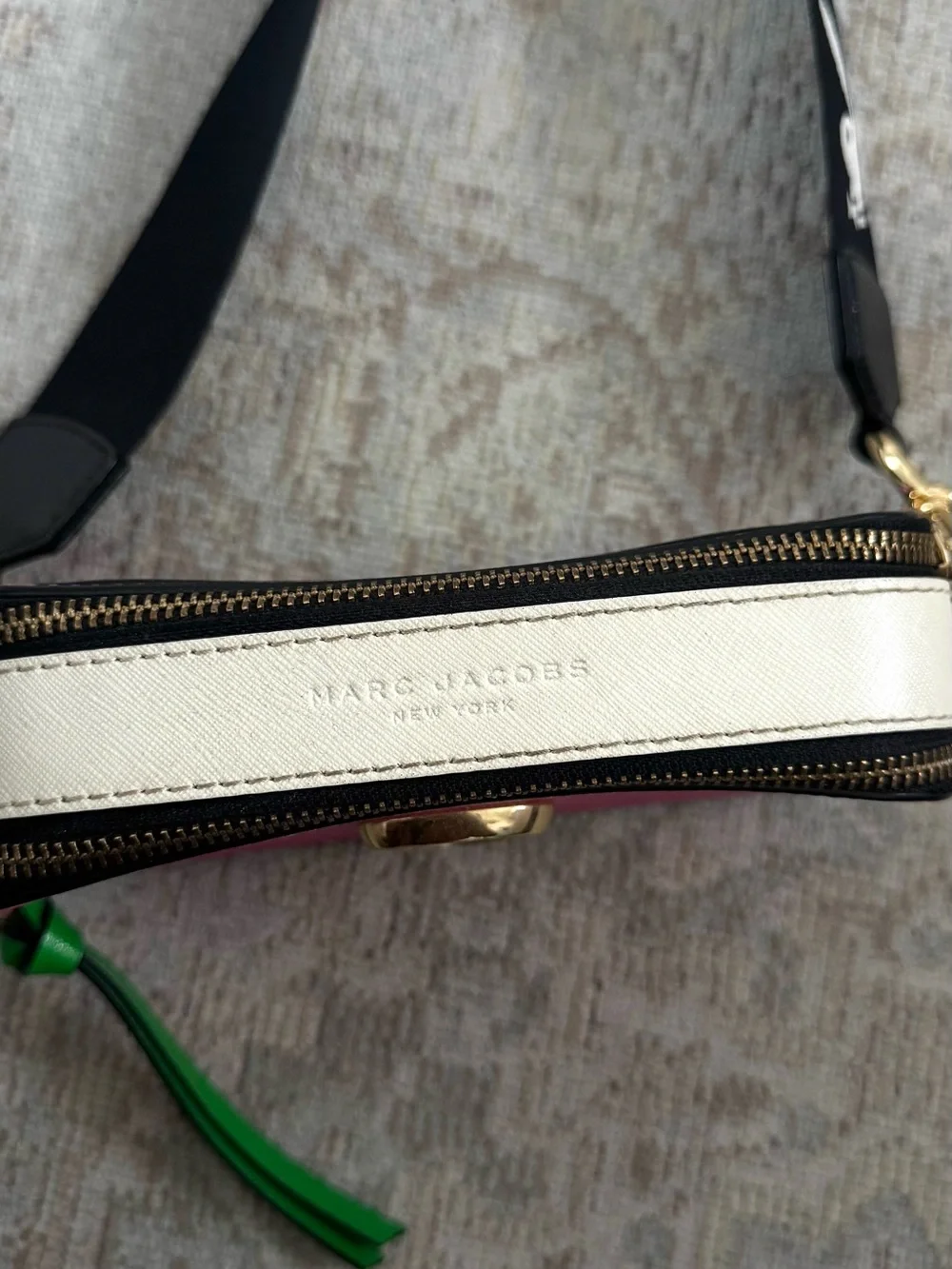 RARE Marc Jacobs Pink and Green Snapshot Camera Bag with Playboy Strap